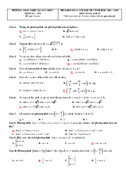 Đề thi HK1 Toán 11 năm 2021 – 2022 trường THPT Triệu Quang Phục – Hưng Yên