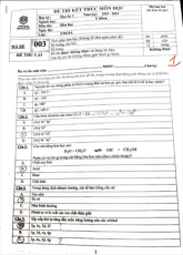 Đề Thi Kết Thúc Môn Hóa Y | Đại học Y Dược Thành phố Hồ Chí Minh