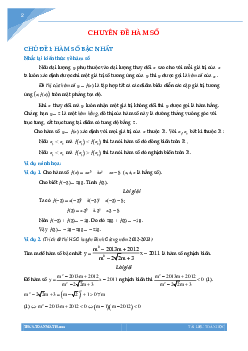 Lý thuyết và bài tập chuyên đề hàm số
