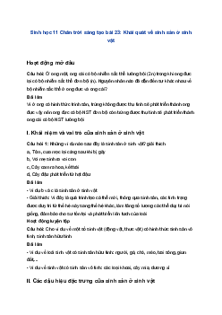 Sinh học 11 Chân trời sáng tạo bài 23: Khái quát về sinh sản ở sinh vật
