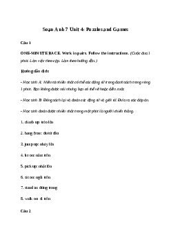 Giải Tiếng Anh 7 Unit 4: Puzzles and Games | Friends Plus