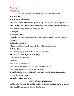 Giáo án Ngữ văn 8 Bài 8: Nhà văn và trang viết | Tiết thực hành Tiếng Việt 1 | Kết nối tri thức