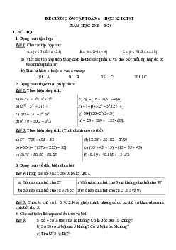 Đề cương ôn tập học kì 1 môn Toán 6 sách Chân trời sáng tạo
