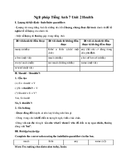 Ngữ pháp Tiếng Anh 7 Unit 2 Health