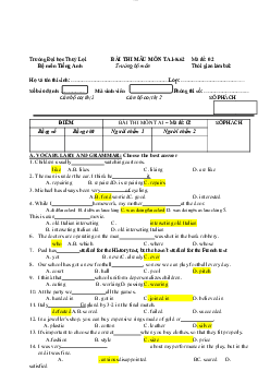 TA1-Final Sample Test 2 -phần trắc nghiệm Multiple Choice | Tiếng Anh 1 | Trường Đại học Thủy Lợi