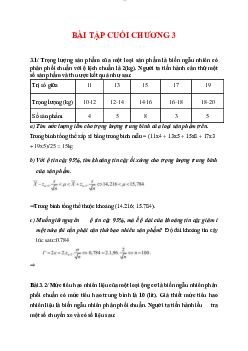 Bài tập chương 3 môn thống kế ứng dụng