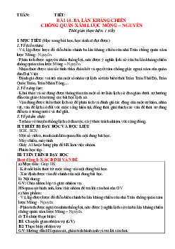 Giáo án Bài 14: Ba lần kháng chiến chống quân xâm lược Mông - Nguyên Tiết 2 Lịch sử 7 | Kết nối tri thức