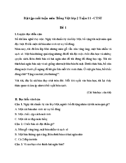 Phiếu bài tập cuối tuần lớp 2 môn Tiếng Việt Chân trời sáng tạo - Tuần 11
