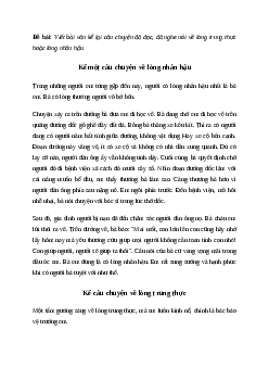 Viết bài văn kể lại câu chuyện về lòng trung thực hoặc lòng nhân hậu | Tiếng việt 4 Chân Trời sáng tạo