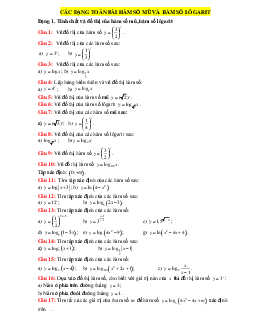 Các dạng toán bài Hàm số mũ và hàm số lôgarit (giải chi tiết)
