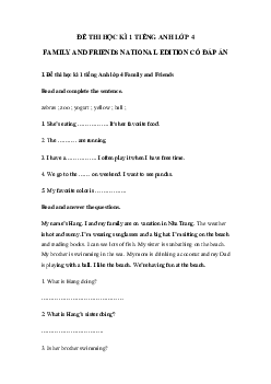 Đề thi học kì 1 tiếng Anh 4 Family and Friends số 2