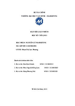 Bài tiểu luận cuối kỳ đề tài Chiến lược marketing của Công ty cổ phần bột giặt Lix