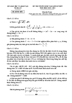 Đề tuyển sinh lớp 10 môn Toán năm học 2020 – 2021 sở GD&ĐT Nghệ An
