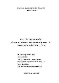 Báo cáo chuyên môn: Vận dụng phương pháp dạy học hợp tác trong môn Tiếng Việt lớp 3 | Trường Đại Học Thủ Đô Hà Nội