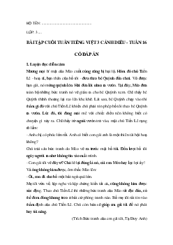 Bài tập cuối tuần tiếng Việt lớp 3 Cánh diều Tuần 16 cơ bản