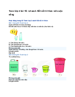 Toán lớp 2 bài 16: Lít | Kết nối tri thức