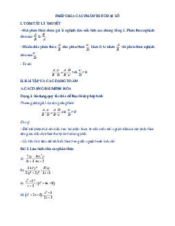 Chuyên đề phép chia các phân thức đại số