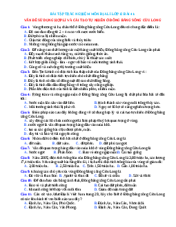 Trắc nghiệm Địa 12 bài 41 có đáp án: Vấn đề sử dụng hợp lí và cải tạo tự nhiên ở đồng bằng sông Cửu Long