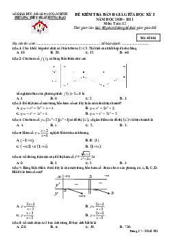 Đề thi giữa HK1 Toán 12 năm 2020 – 2021 trường THPT Trần Hưng Đạo – Nam Định