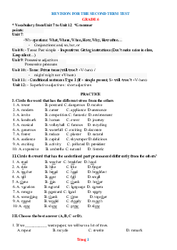Đề cương ôn tập học kỳ 2 Tiếng Anh 6 năm học 2022-2023