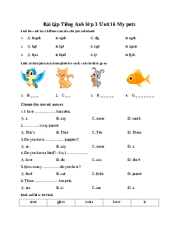 Bài tập Tiếng Anh lớp 3 Global Success  Unit 16 My pets