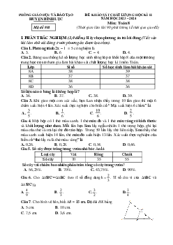Đề thi học kì 2 Toán 8 năm 2023 – 2024 phòng GD&ĐT Bình Lục – Hà Nam