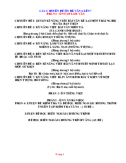 Các chuyên đề ôn hè Văn 6 lên 7 cả ba bộ sách