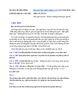 Đề thi thử THPT Quốc gia 2021 môn Ngữ Văn trường chuyên Hoàng Văn Thụ, Hòa Bình lần 1 (có đáp án)