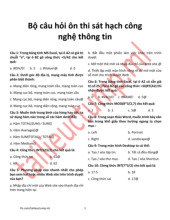Câu hỏi ôn thi sát hạch CNTT cơ bản | Môn Tin học căn bản - Đại học Cần Thơ