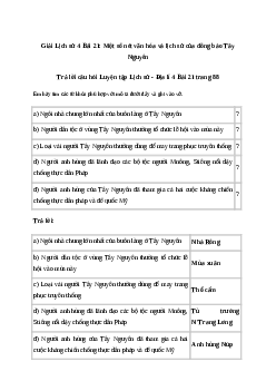 Giải Lịch sử Địa lí lớp 4 Bài 21: Một số nét văn hóa và lịch sử của đồng bào Tây Nguyên | Chân trời sáng tạo