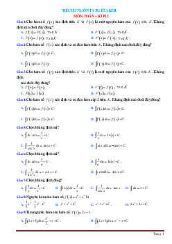 Đề cương ôn tập môn toán 12 giữa học kỳ 2 năm học 2020-2021