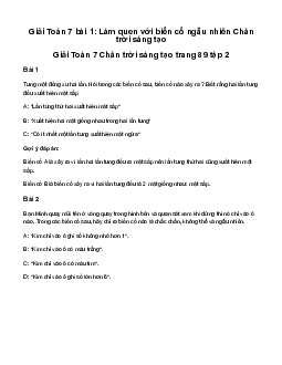 Giải Toán 7 Bài 1: Làm quen với biến cố ngẫu nhiên | Chân trời sáng tạo