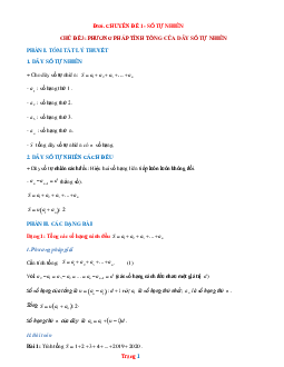 Ôn thi HSG Toán 6 chủ đề: Tính tổng của dãy số tự nhiên