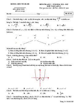 Đề kiểm tra giữa kỳ 1 Toán 12 năm 2021 – 2022 trường THPT Núi Thành – Quảng Nam