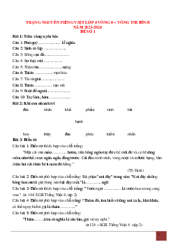 Đề thi Trạng nguyên Tiếng Việt lớp 4 năm 2023 - 2024 Vòng thi Đình
