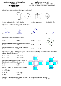 Đề kiểm tra Hình học 12 chương 1 năm 2019 – 2020 trường An Lương Đông – TT Huế