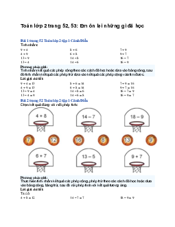 Toán lớp 2 trang 52, 53: Em ôn lại những gì đã học | Cánh diều