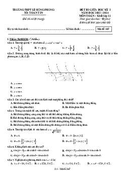 Đề giữa kì 1 Toán 11 năm 2023 – 2024 trường THPT Lê Hồng Phong – Đắk Lắk