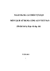 Câu Hỏi Tự Luận Môn Lịch Sử Đảng Cộng Sản Việt Nam (48 Câu) | Trường Đại học Khoa Học Xã Hội và Nhân Văn, Đại học Quốc gia Hà Nội