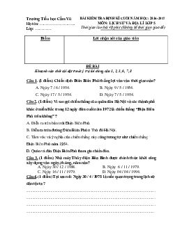 Đề thi học kì 2 môn Lịch sử - Địa lý lớp 5 trường tiểu học Cẩm Vũ, Hải Dương năm 2016 - 2017