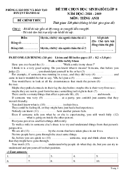 Đề thi chọn HSG Tiếng Anh 8 huyện Thanh Oai 2018-2019 có đáp án