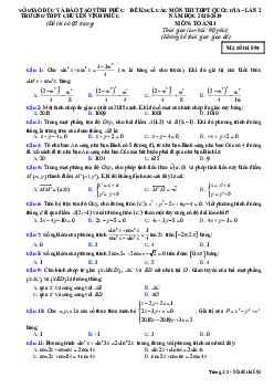 Đề KSCL Toán 11 ôn thi THPTQG năm 2018 – 2019 trường chuyên Vĩnh Phúc lần 2