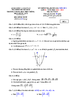 Đề cuối kỳ 1 Toán 10 năm 2022 – 2023 trường THPT Phan Đăng Lưu – TP HCM