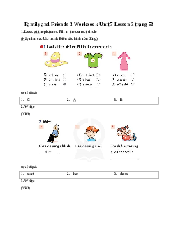 Family and Friends 3 Workbook Unit 7 Lesson 3 trang 52