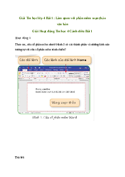 Giải Tin học lớp 4 Bài 1: Làm quen với phần mềm soạn thảo văn bảni |Cánh diều