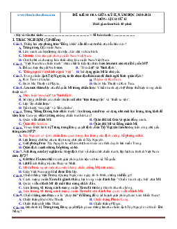 Đề kiểm tra giữa học kỳ 2 Lịch Sử 12 (có đáp án)