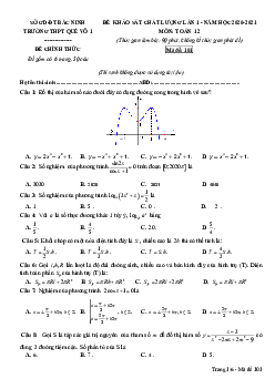Đề khảo sát chất lượng lần 1 Toán 12 năm 2020 – 2021 trường Quế Võ 1 – Bắc Ninh