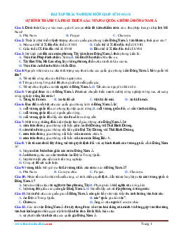 Trắc nghiệm Sử 10 bài 8: sự hình thành và phát triển các vương quốc chính Ở Đông Nam Á (có đáp án)