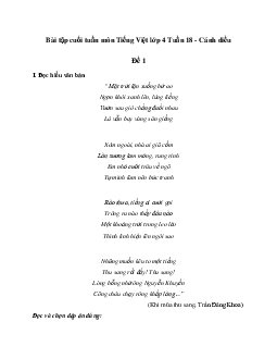 Giải Bài tập cuối tuần lớp 4 môn Tiếng Việt Cánh diều - Tuần 18