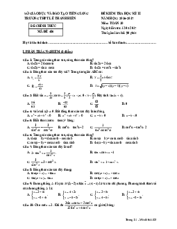 Đề thi HK2 Toán 10 năm học 2016 – 2017 trường THPT Lê Thanh Hiền – Tiền Giang